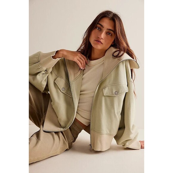 Free People We The Free Addison Jacket Top Ribbed Oversize Slouchy S New 284408 - Picture 3 of 9